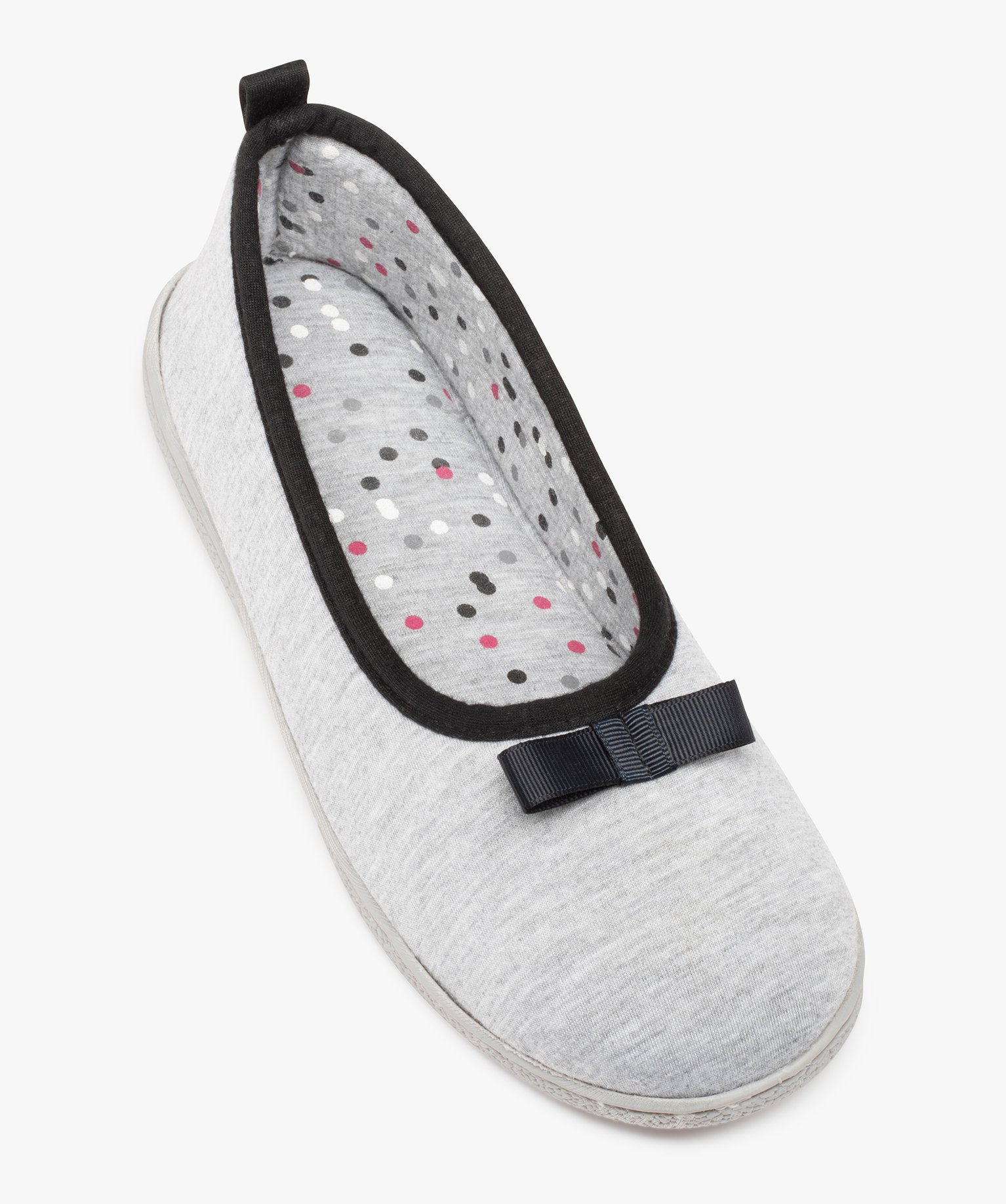 Chaussons femme ballerines en jersey à bord contrastant gris | GEMO