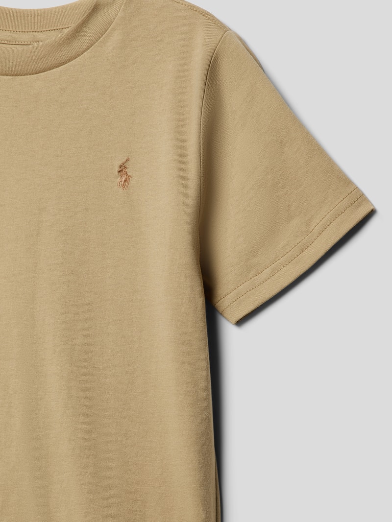 T-Shirt mit Label-Stitching in khaki