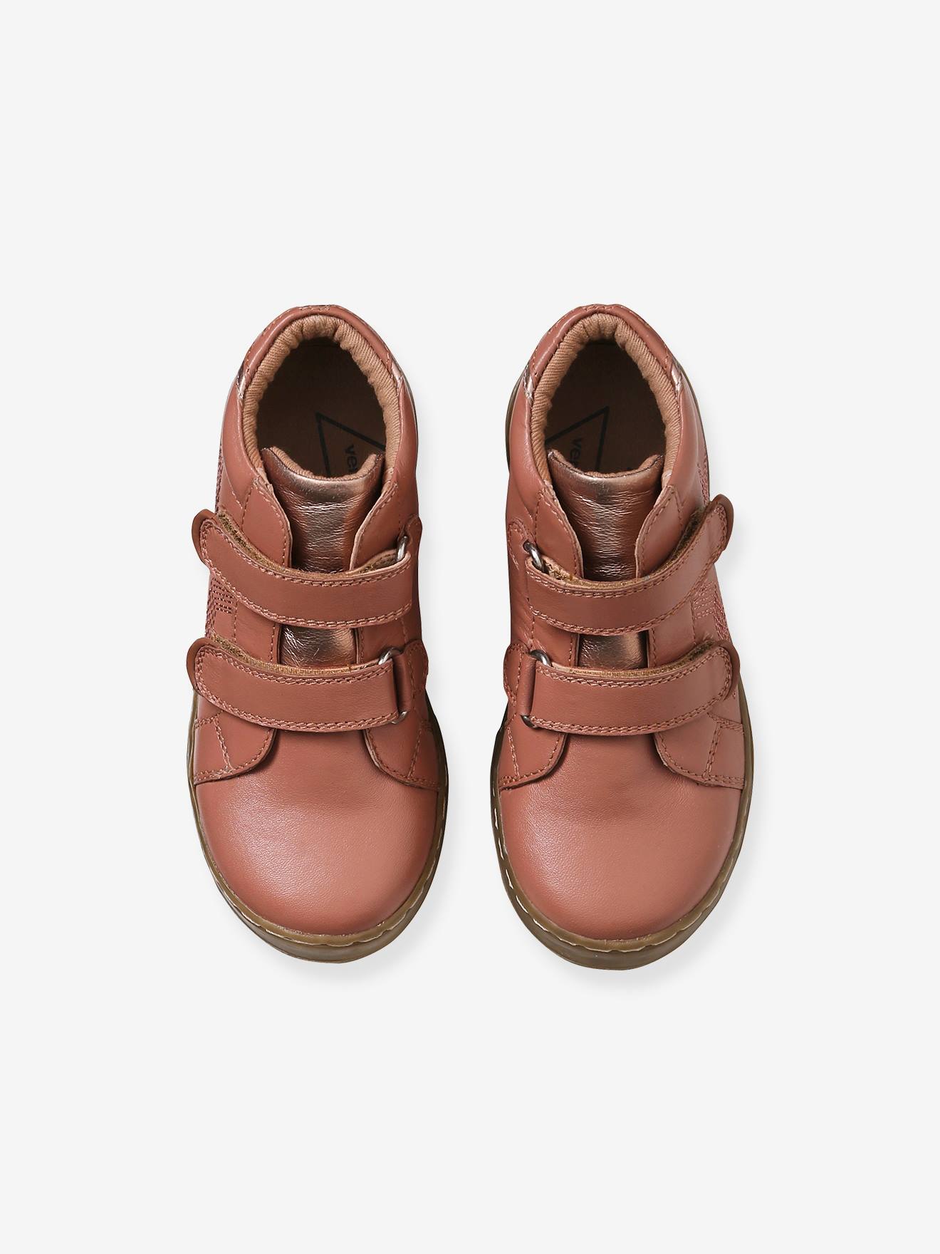 Bottines cuir scratchées fille collection maternelle rose