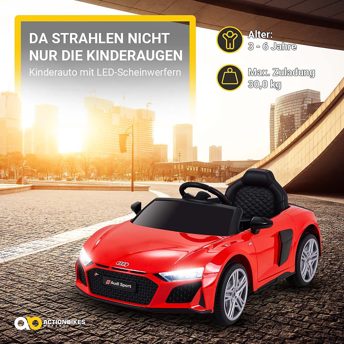 Kinder Elektroauto Kinder Elektroauto Audi R8 4S Spyder Lizenziert - 2x30 Watt - Kinderauto mit Fernbedienung - Soundmodul