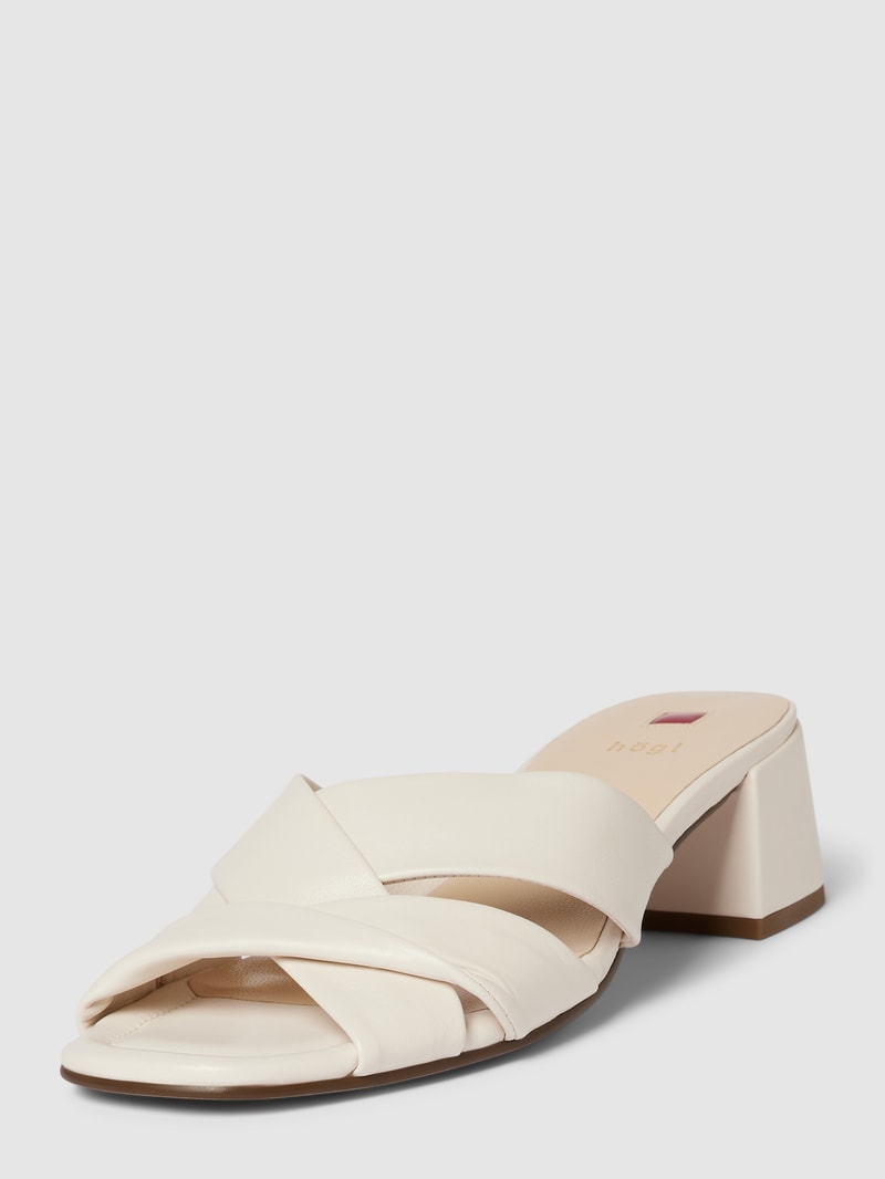Sandaletten aus Leder mit breiten Riemen Modell 'Mule' in offwhite