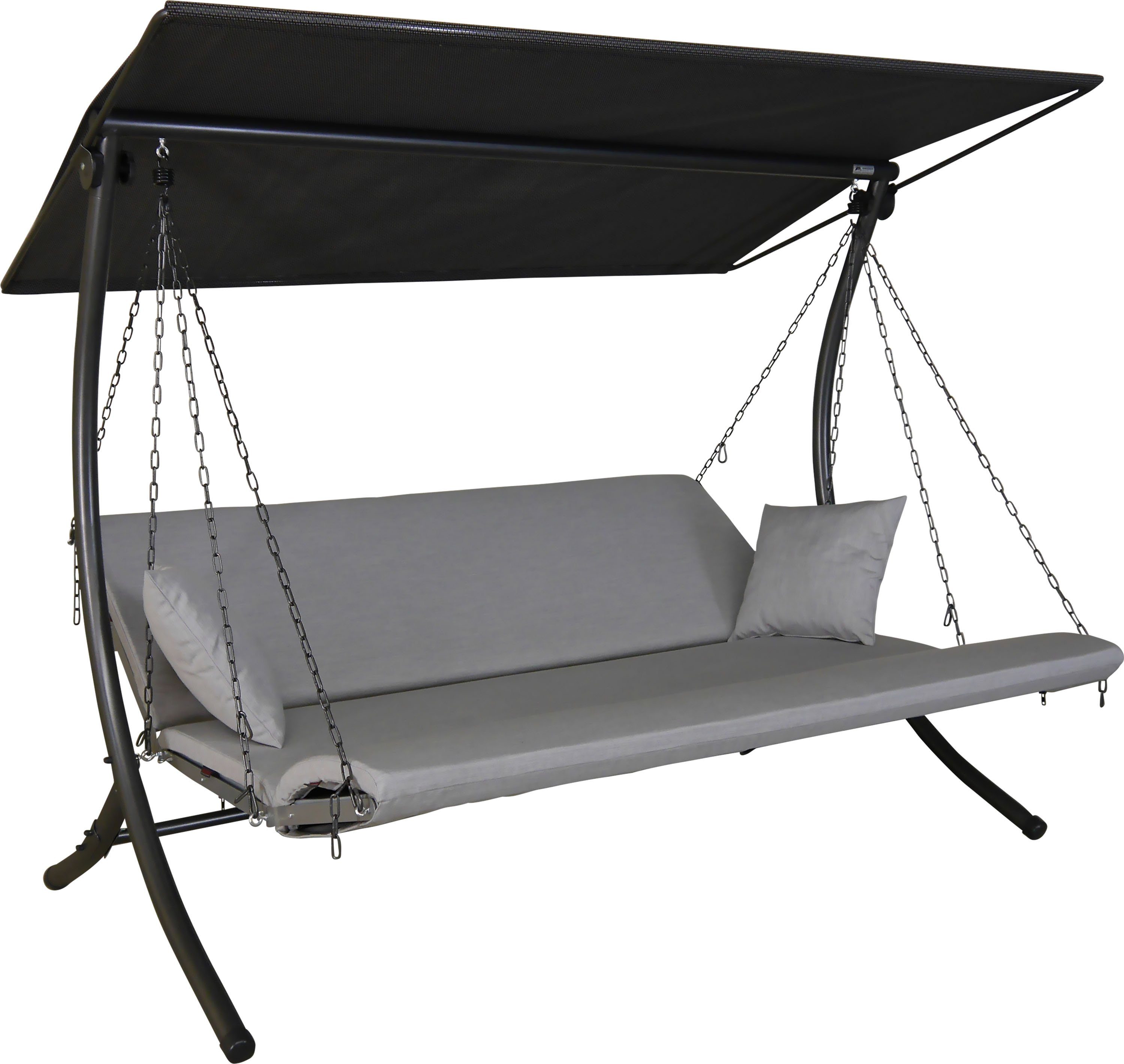 Angerer Freizeitmöbel Hollywoodschaukel Luxus Zip granit, 3-Sitzer, Bettfunktion, BxTxH: 210x145x160 cm