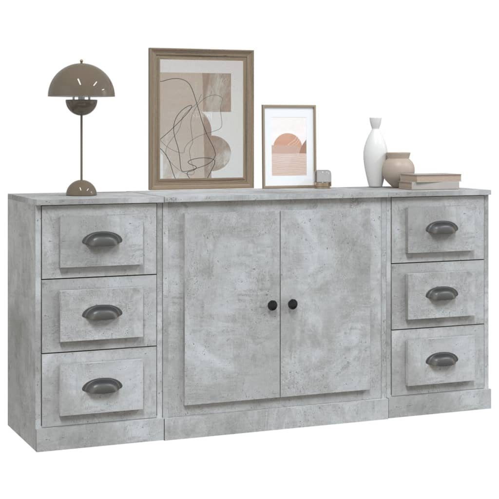 vidaXL Sideboard Sideboards 3 Stk. Betongrau Holzwerkstoff (3 St)