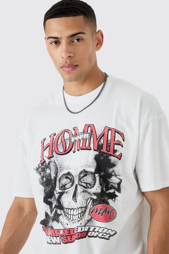 Oversize T-Shirt mit Totenkopf-Print