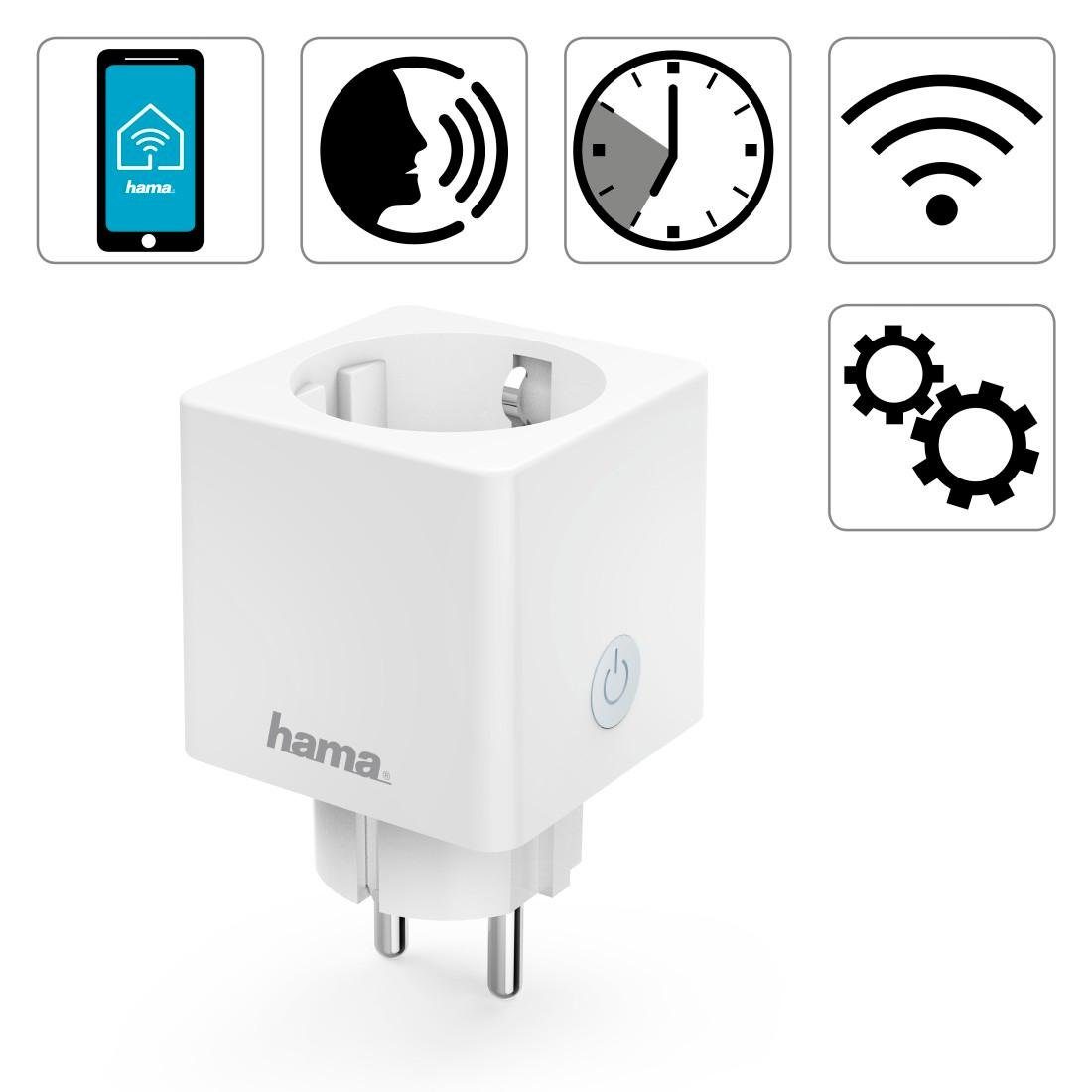 Hama WLAN-Steckdose WLAN Mini Steckdose ohne Hub 3680W, weiß, max. 3680 W, für App-und Sprachsteuerung