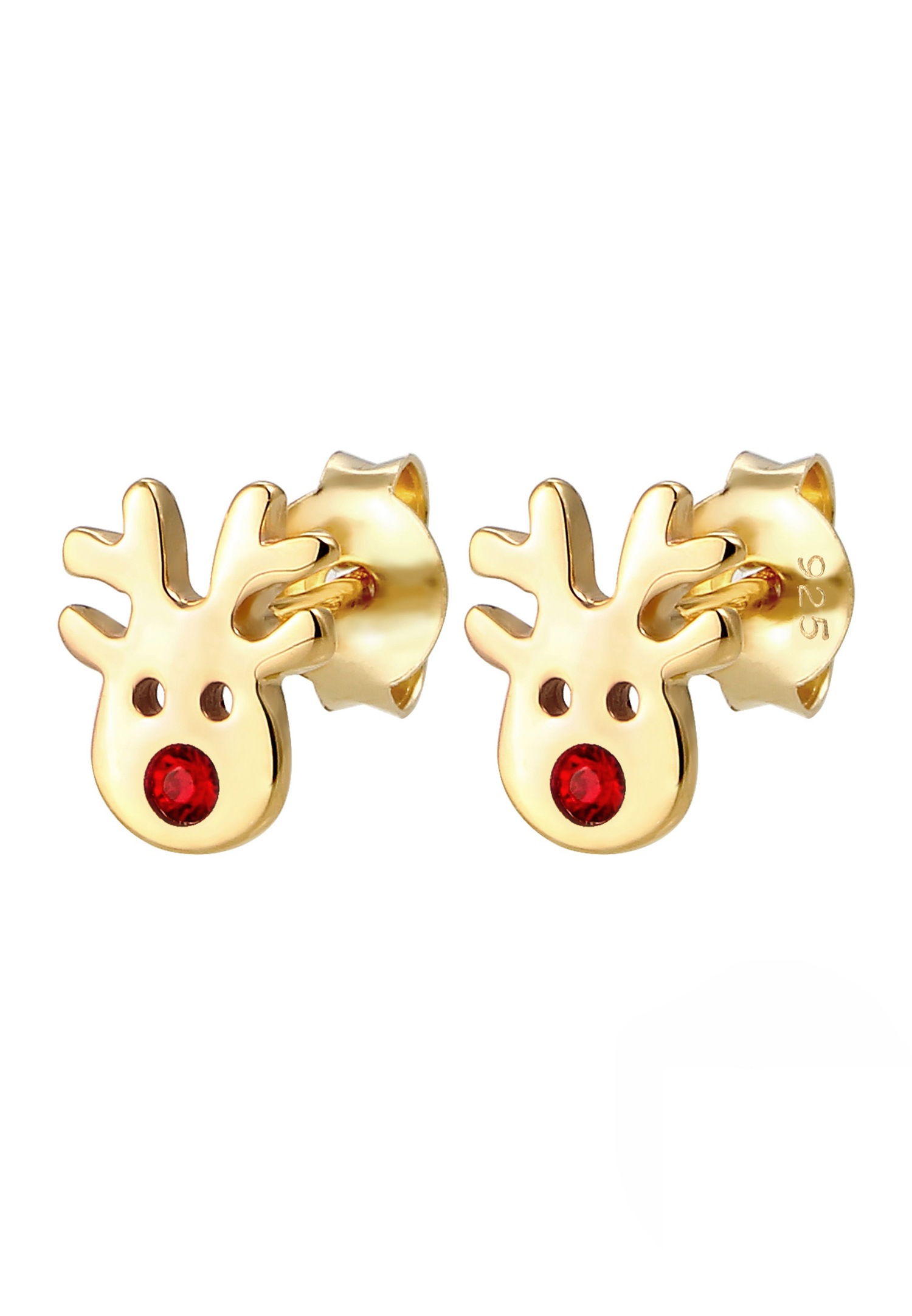 Elli speelse rendieroorbellen met kristal in 925 sterling zilver