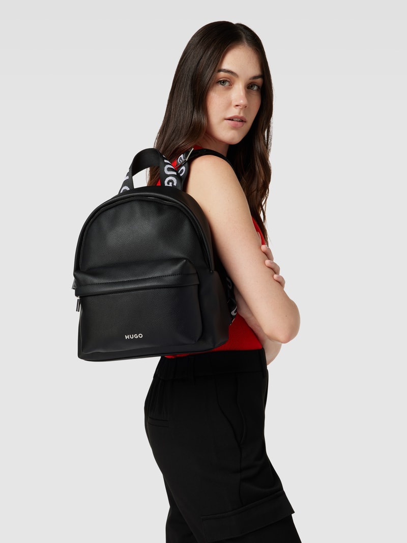 Rucksack mit Label-Detail Modell 'Bel' in schwarz