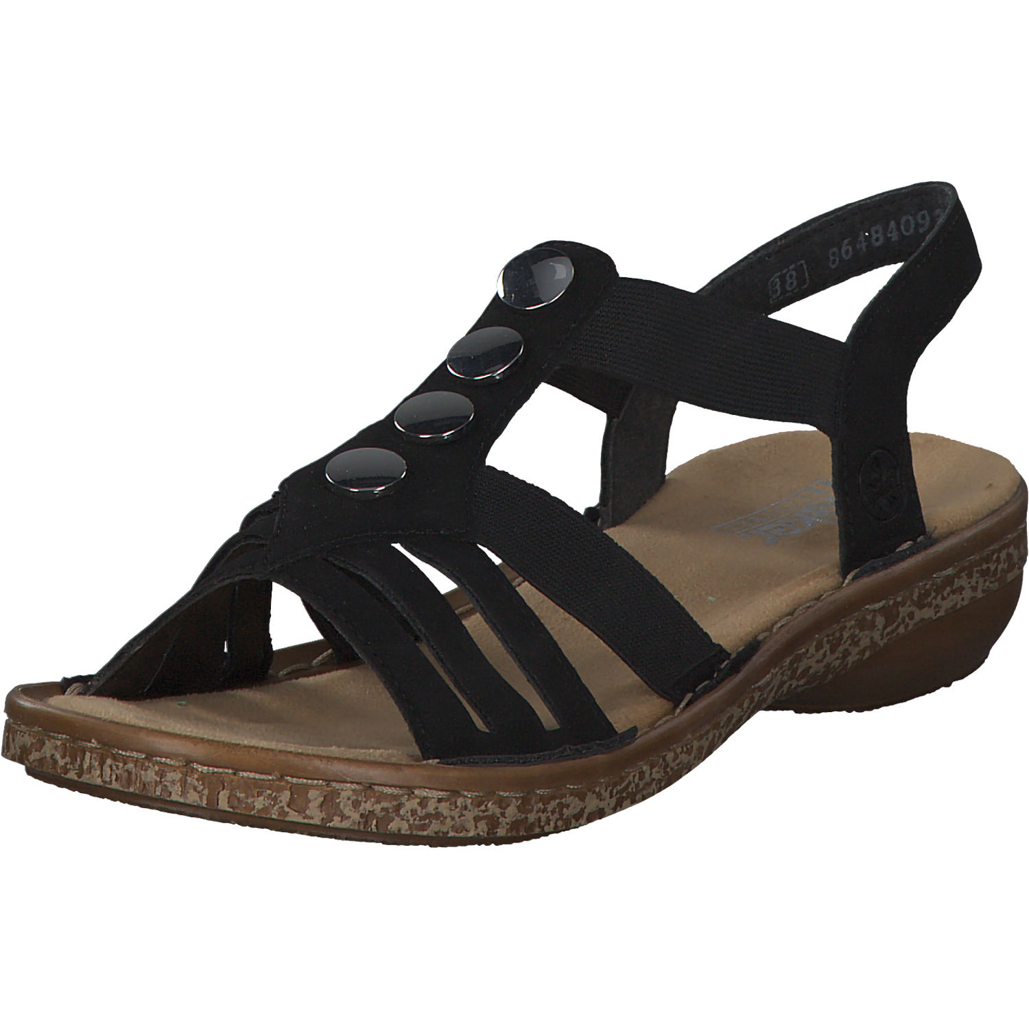 Rieker 62831, Klassische Sandalen, Damen, Schwarz