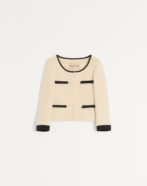 Jaqueta de tweed de lã lisa