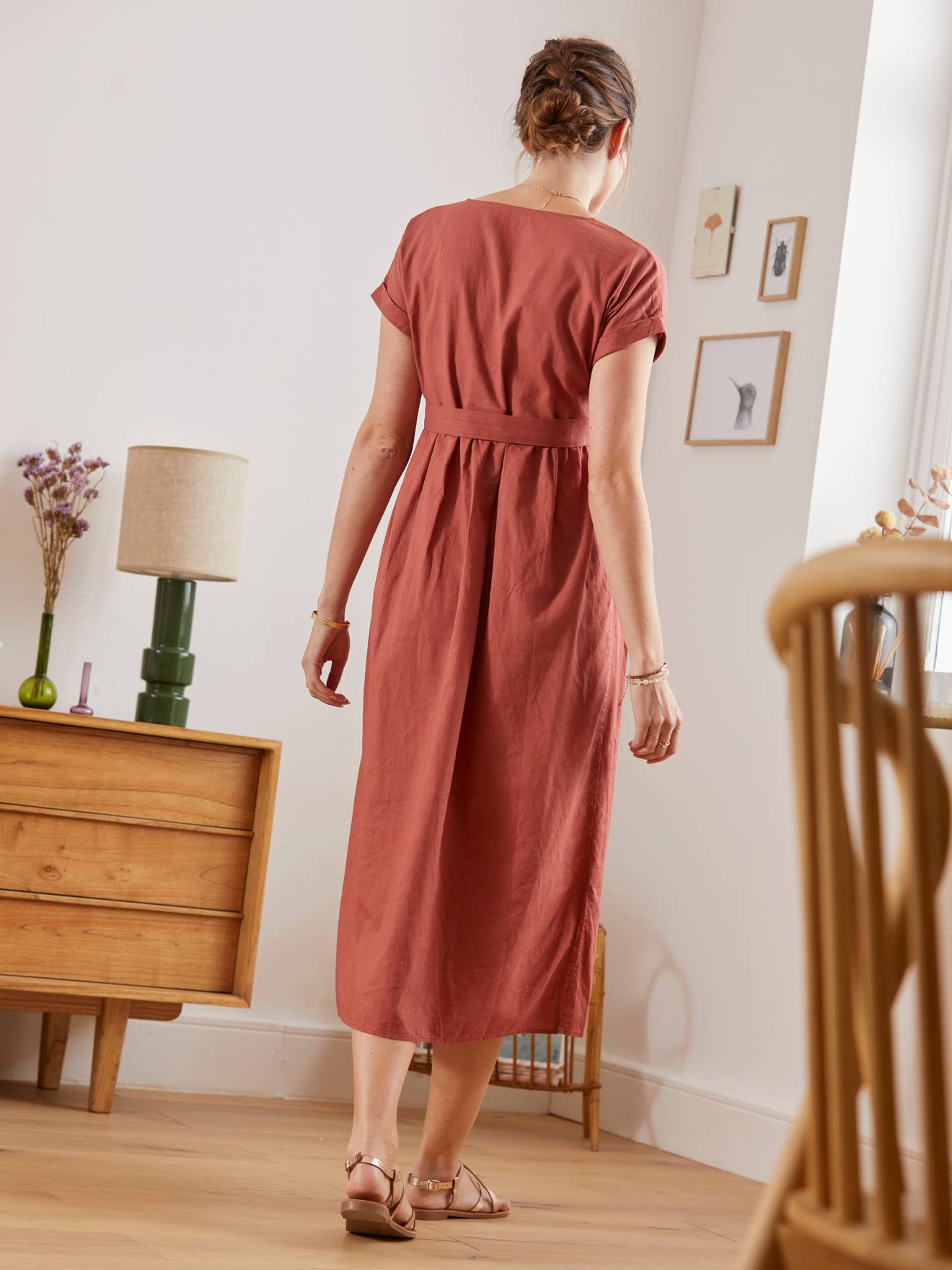 Vertbaudet Maxikleid in Wickelform für Schwangerschaft & Stillzeit - rot