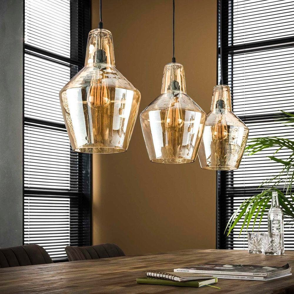 famlights Hängeleuchte, Pendelleuchte Jim in Altsilber und Amber E27 3-flammig, keine Angabe, Leuchtmittel enthalten: Nein, warmweiss, Hängeleuchte, Pendellampe, Pendelleuchte