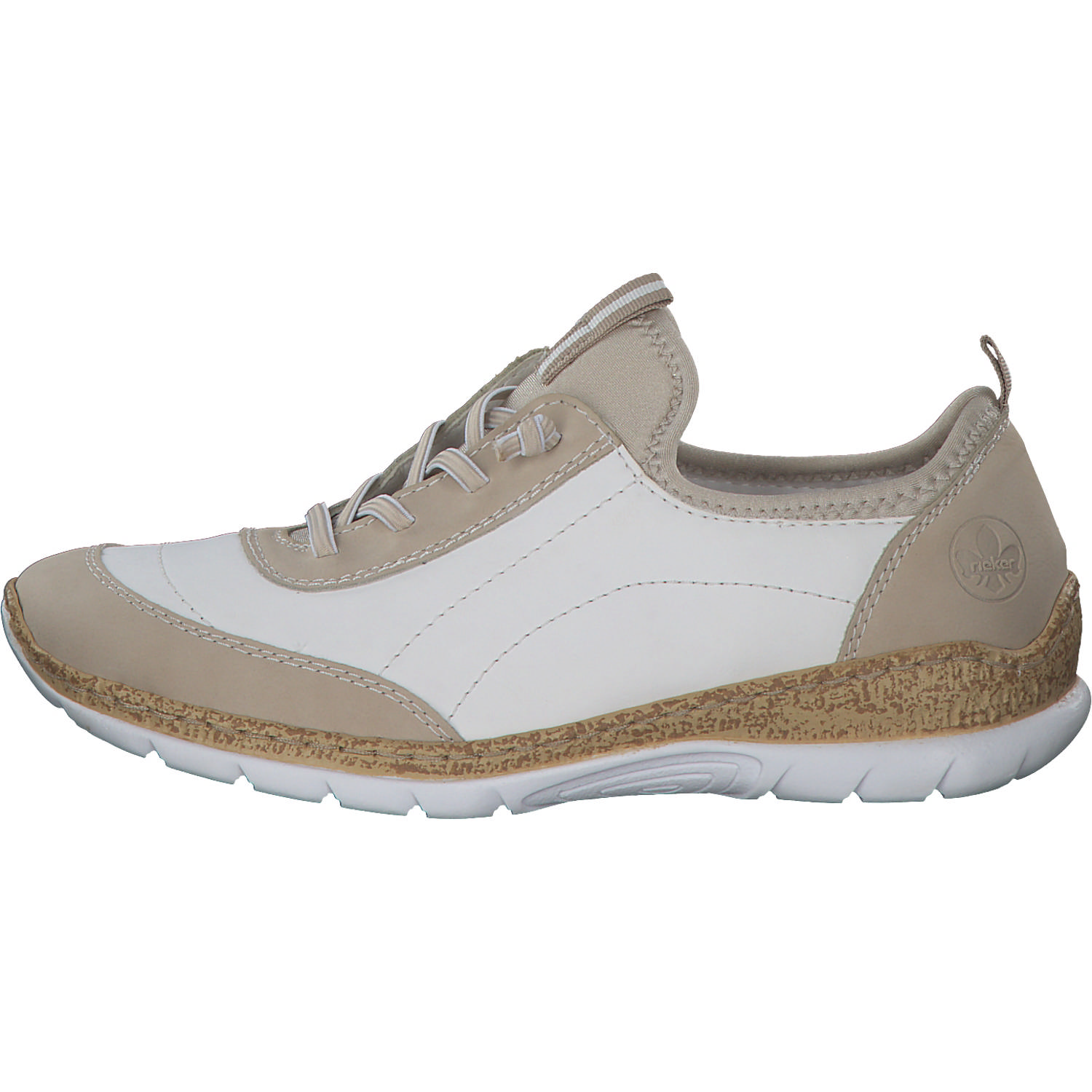Rieker N4253, Schnürschuhe, Damen, perle/weiss/perlcreme