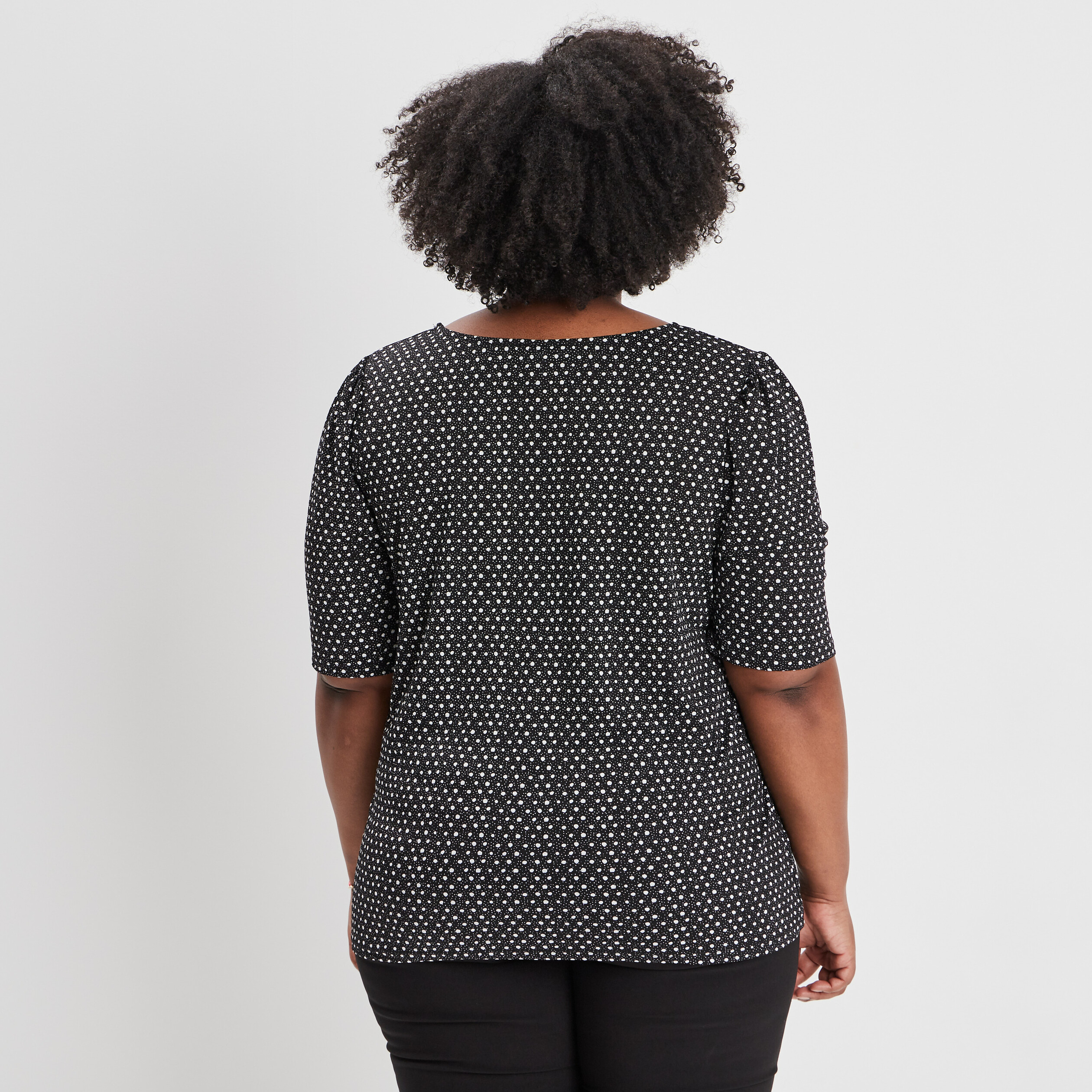 T-shirt manches 3 4 noir femme grande taille | La Halle