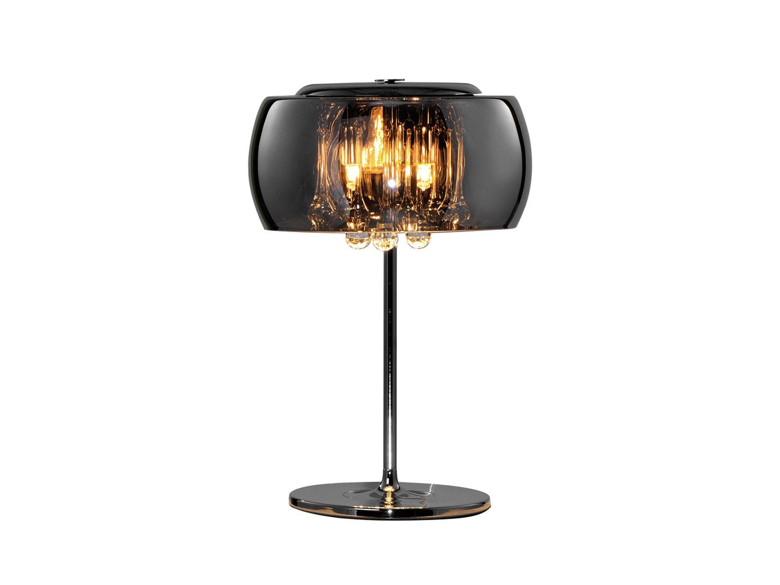 meineWunschleuchte LED Tischleuchte, LED wechselbar, Warmweiß, große Designer Lampen Rauch-glas Lampenschirm Fensterbank, Höhe 43cm