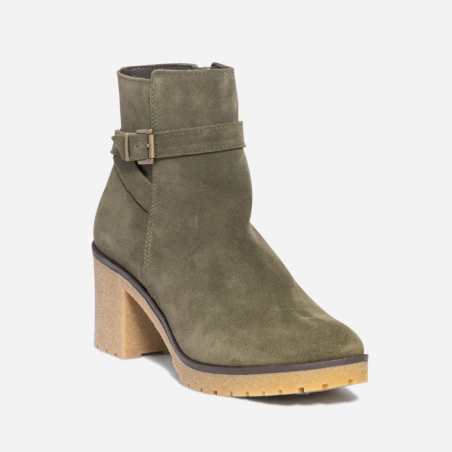Boots TEXTO kaki éco-conçu en cuir velours