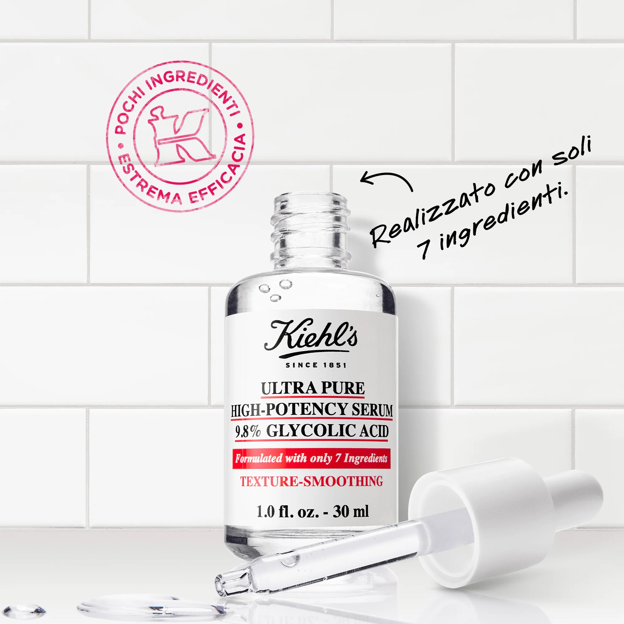Ultrarent høypotent serum 9,8 % glykolsyre - Anti-urenheter ansiktsserum, lysnende ansiktsserum, anti-rynke ansiktsserum