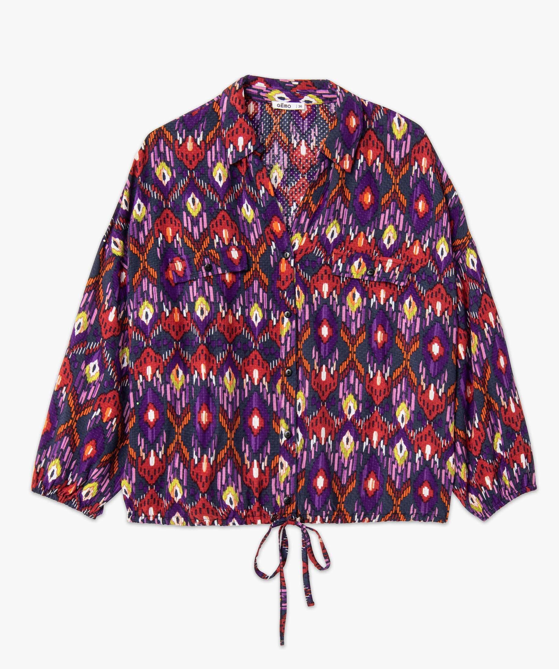 Chemise femme imprimée avec finitions élastiquées imprime | GEMO