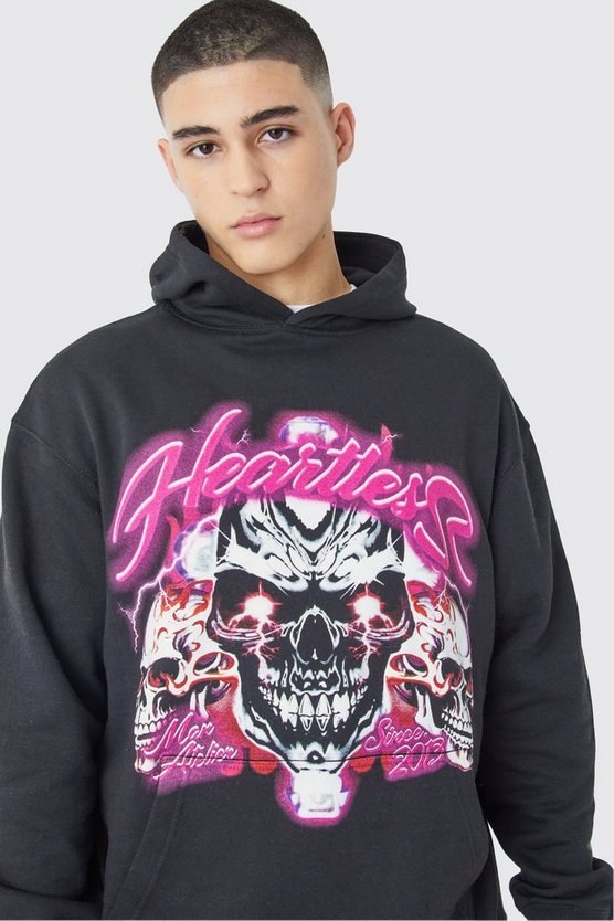 Oversize Hoodie mit Totenkopf-Print