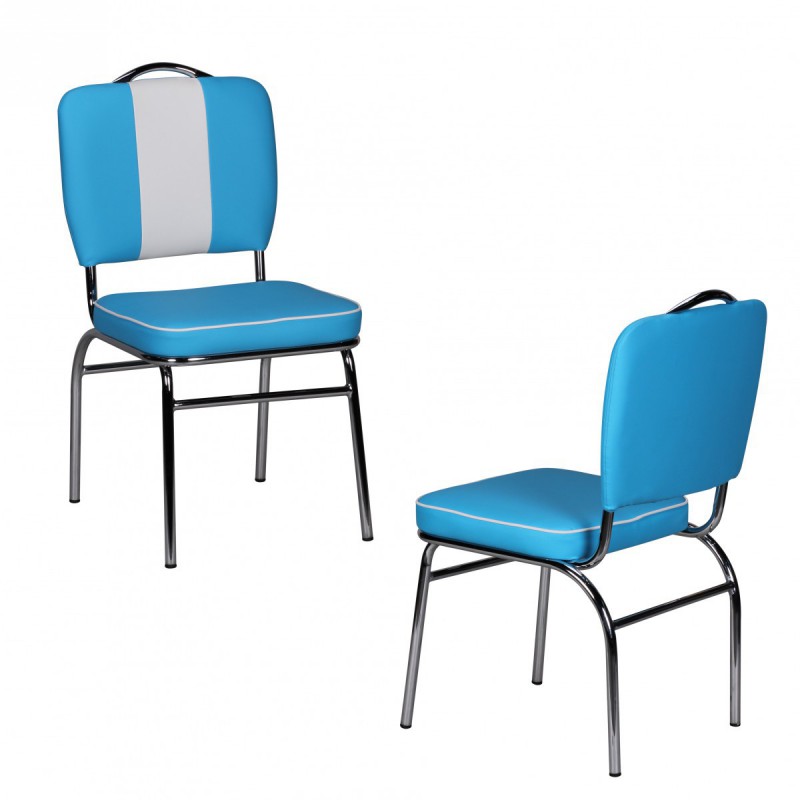 Wohnling Esszimmerstuhl American Diner 50er Jahre Retro Blau Weiß