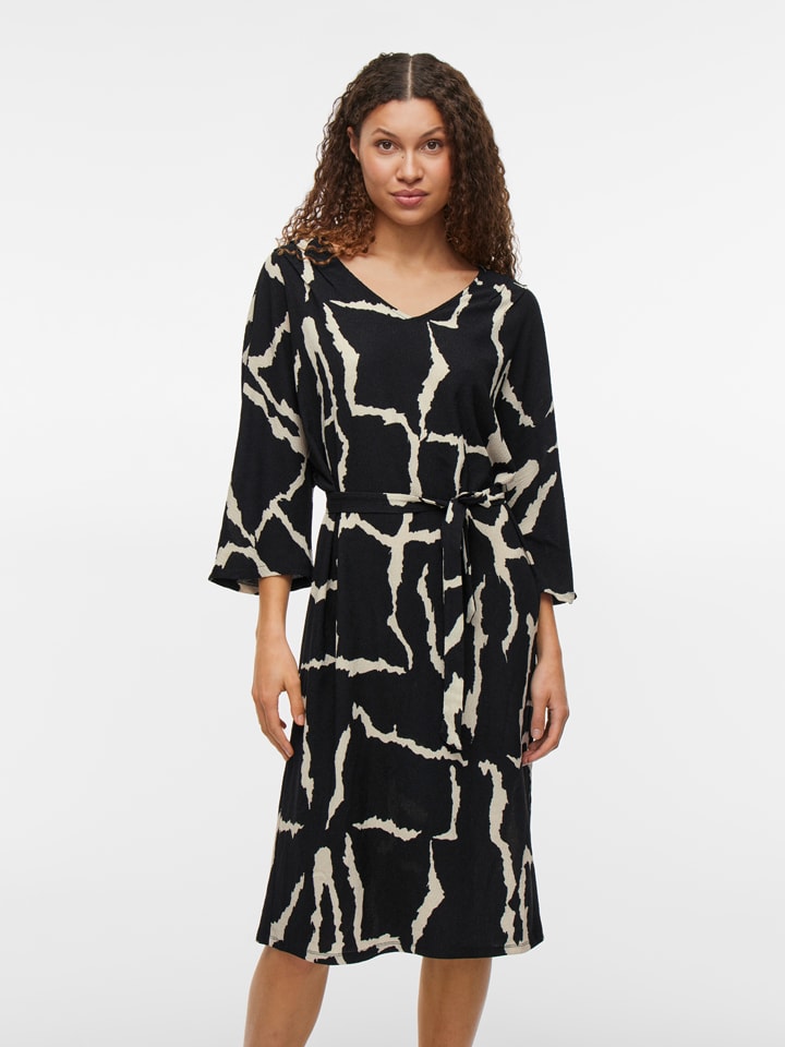 Vila Kleid in Schwarz/ Beige günstig kaufen