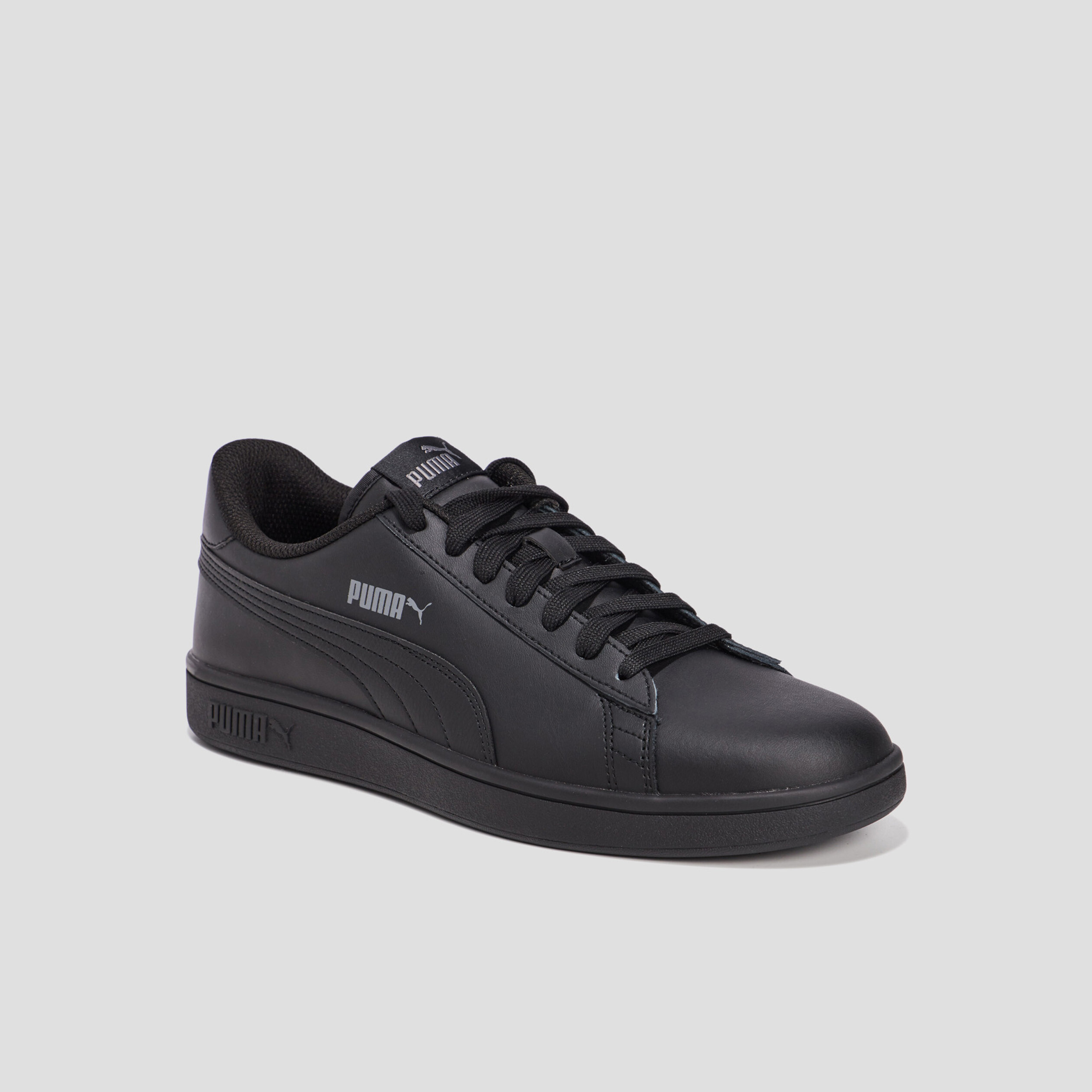 Tennis à lacets en cuir Puma Smash noir homme | La Halle
