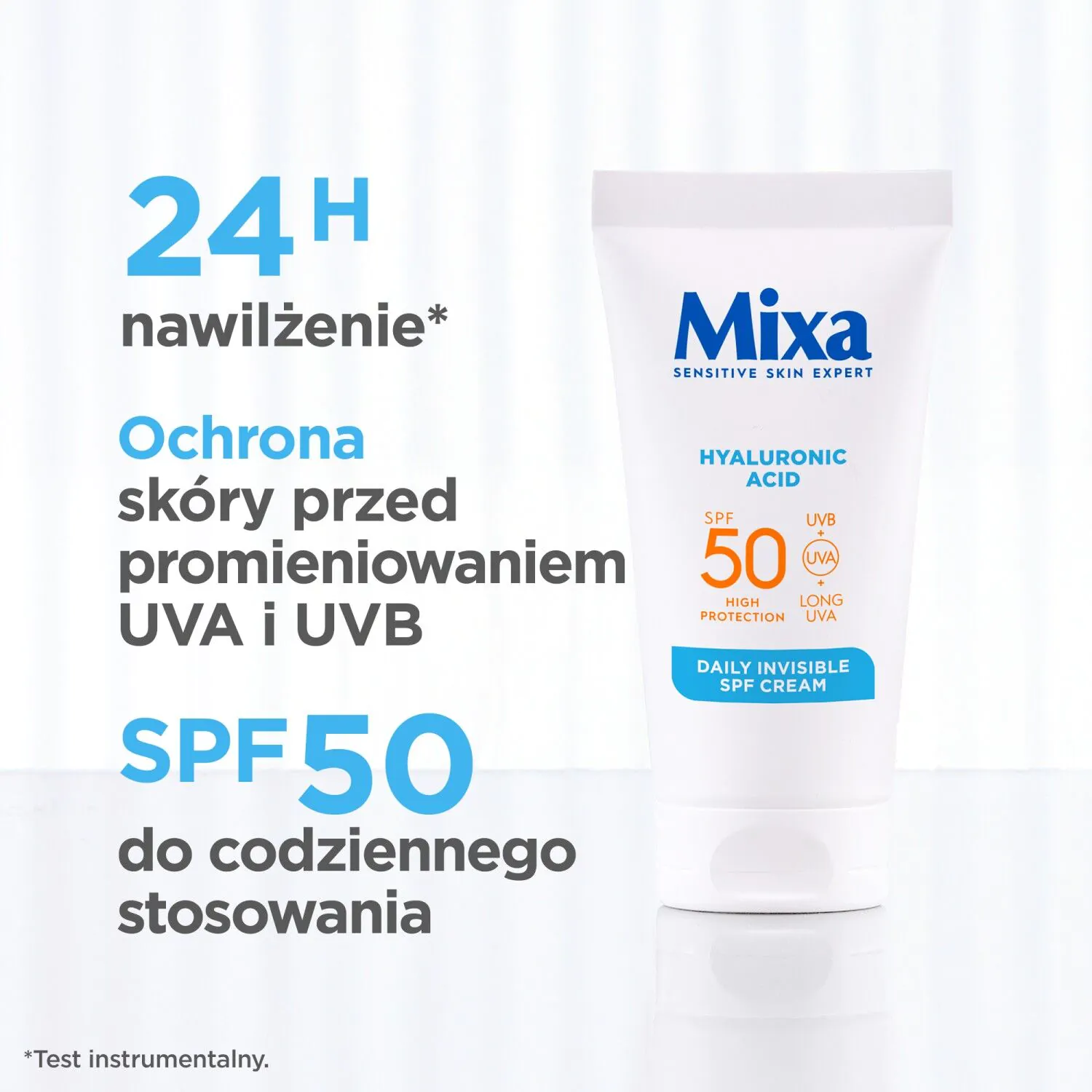 Mixa fugtgivende ansigtscreme SPF50 med hyaluronsyre for at forhindre tørhed