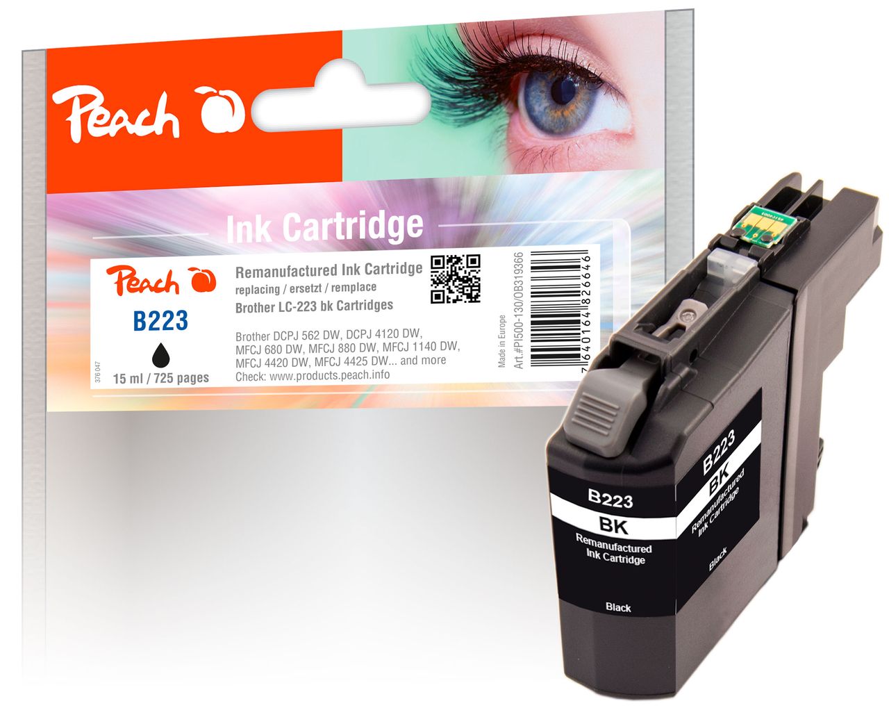 Peach Tintenpatrone schwarz ersetzt Brother LC-223BK