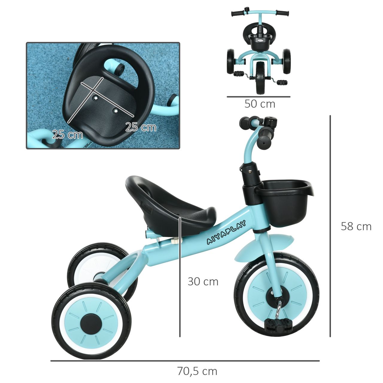 AIYAPLAY Dreirad, Kinderfahrrad mit Fahrradkorb, Kinderrad für Kinder 2-5 Jahre