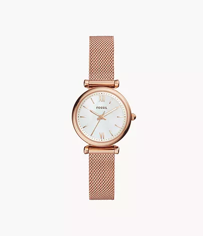 Fossil Damenuhr Carlie Mini Milanaise Roségoldfarben