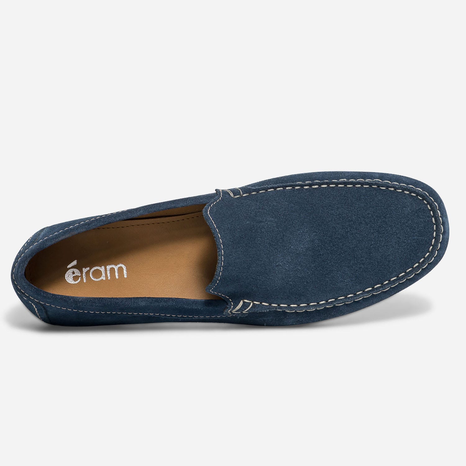 Mocassin bleu en cuir velours