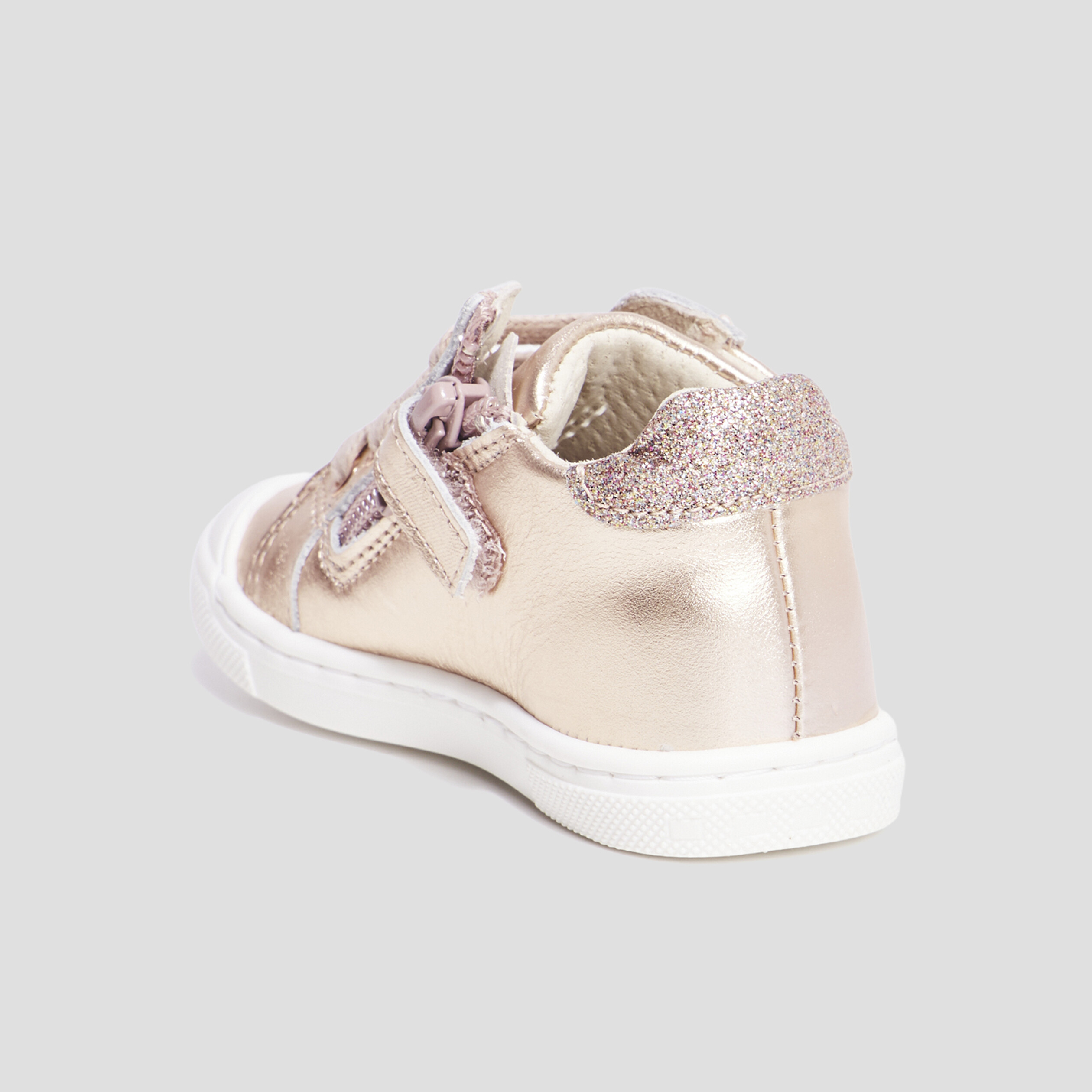 Bottillons métallisés en cuir rose champagne bébé fille | La Halle