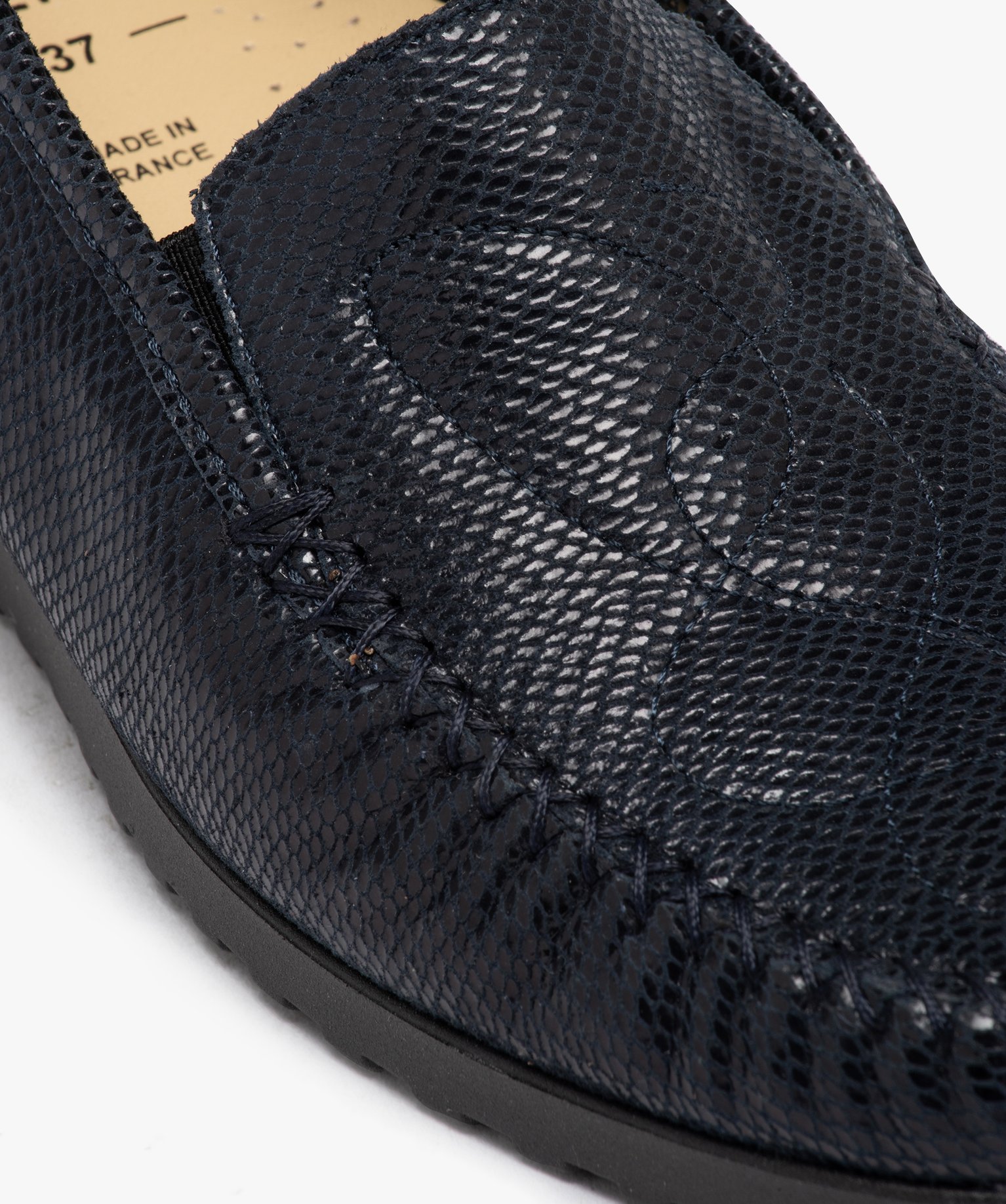 Mocassin confort dessus cuir et semelle compensée femme marine | GEMO