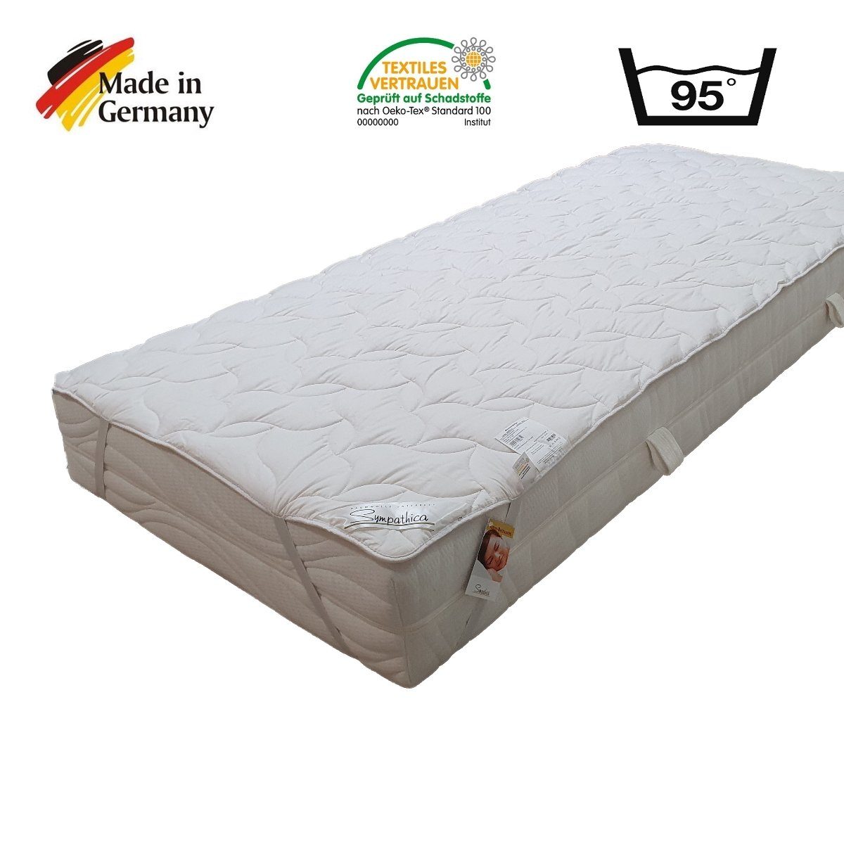 Matratzenauflage Unterbett Topper Matratzen Spannauflage Baumwolle 95° Wäsche Sympathica