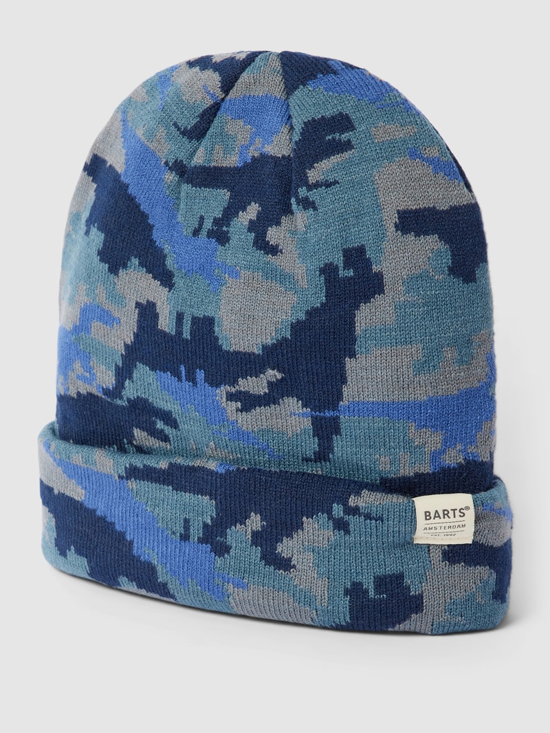 Beanie mit Allover-Muster Modell 'Jeremiah' in blau