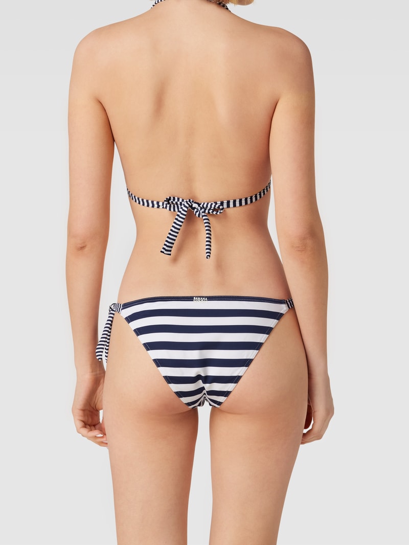 Bikini-Slip mit Streifenmuster Modell 'DASIA' in marineblau