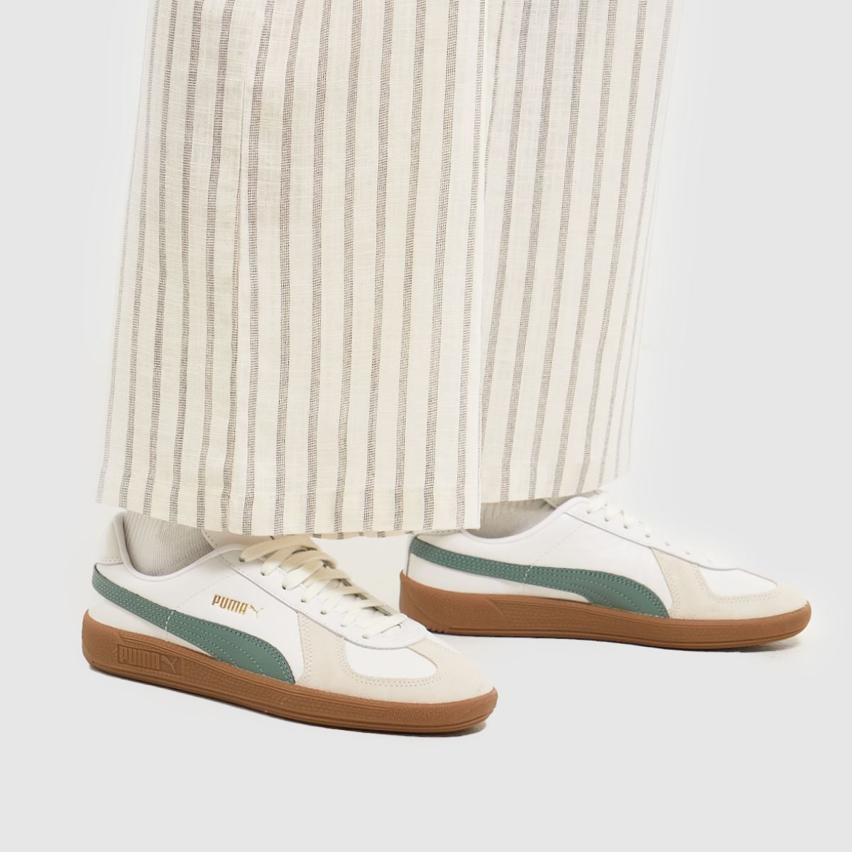 PUMA Terrace Classic-sneakers i vitt och grönt