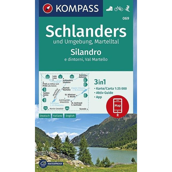 KOMPASS Wanderkarte Schlanders und Umgebung, Martelltal,Silandro e dintorni, Val Martello 1:25 000 - Wanderkarte