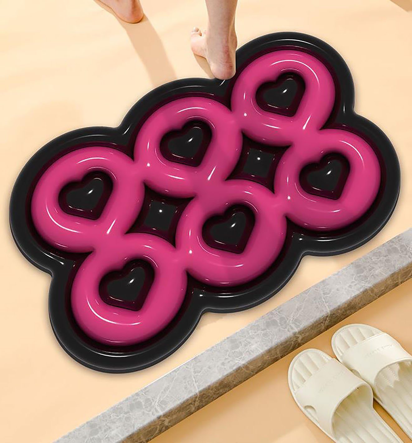 Antirutsch Teppichunterlage 3D Absorbierende Fußmatte Waschraumteppich, Tapferer Ping