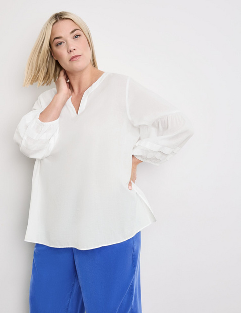 Leichte Baumwollbluse mit Ballonärmeln