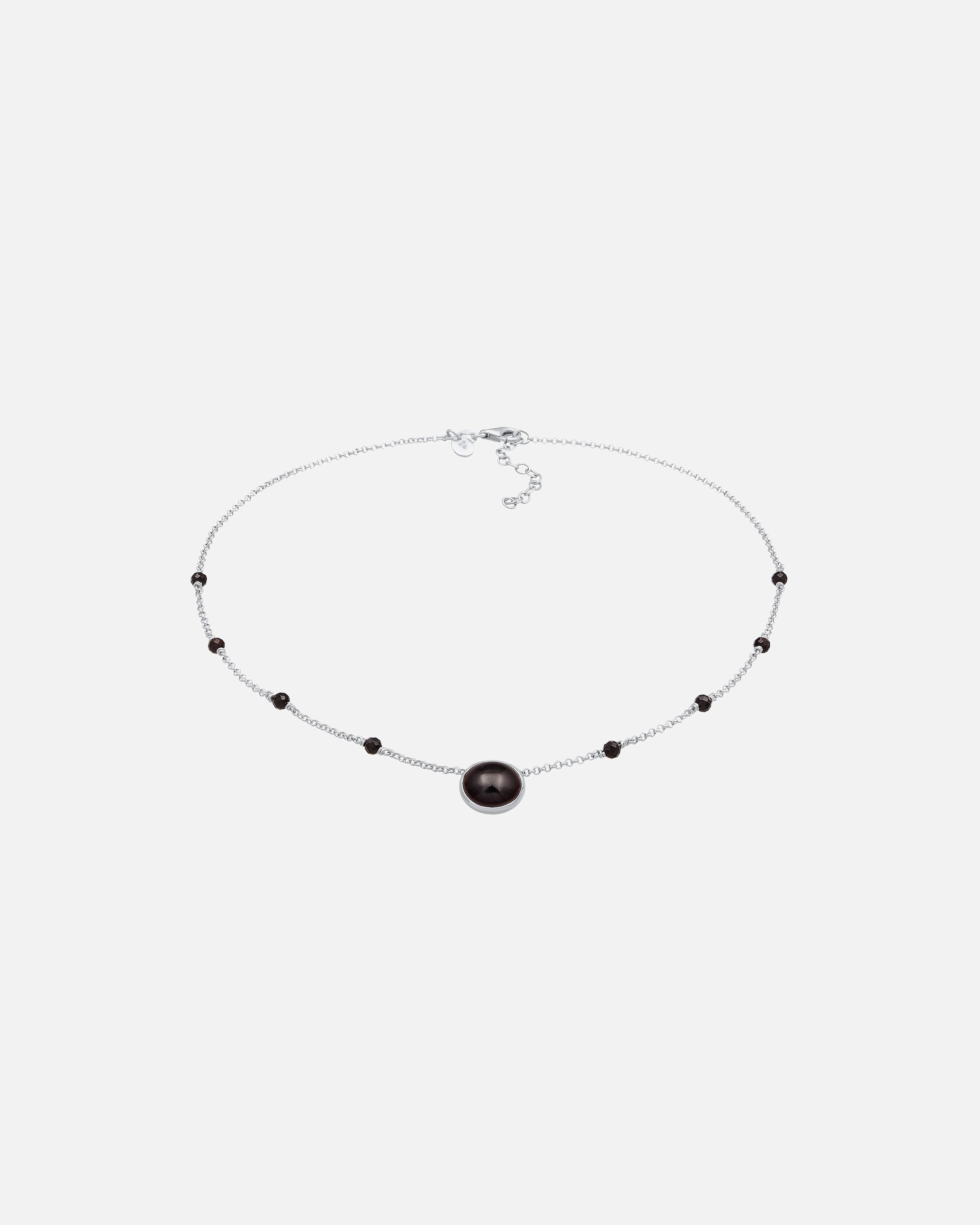 Naszyjnik typu choker Elli PREMIUM dla kobiet z owalnymi koralikami i onyksem ze srebra próby 925