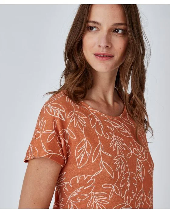 Tee-shirt imprimé mélange lin