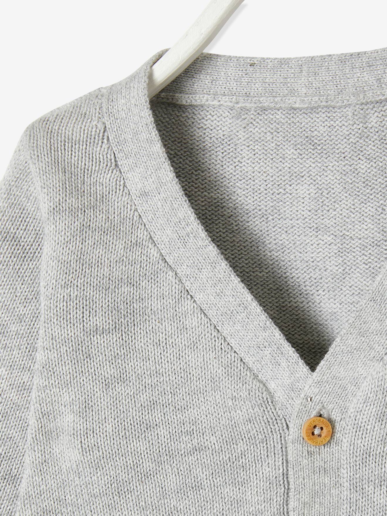 Gilet bébé garçon avec poches fantaisie BASICS gris clair chiné