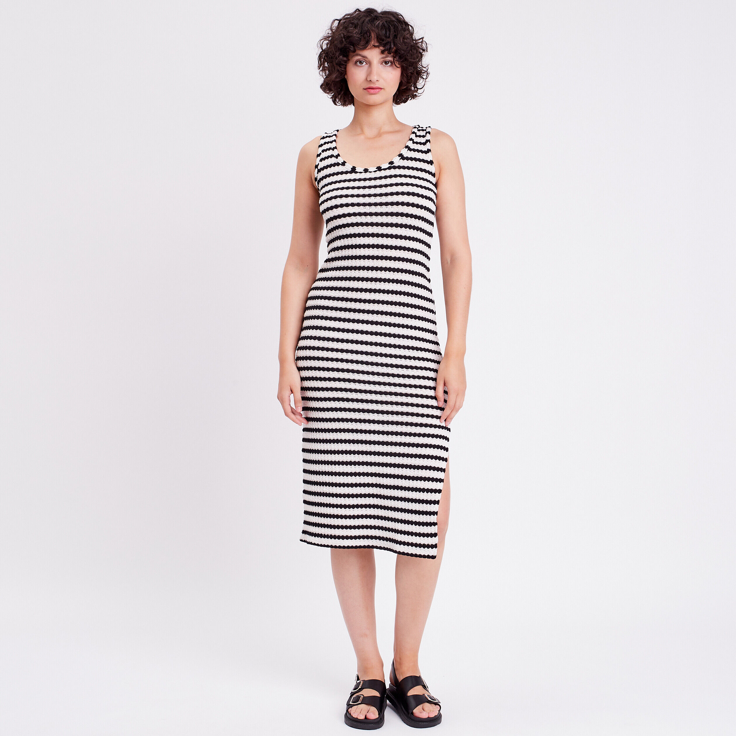 Robe midi moulante à bretelles ecru femme | Cache Cache