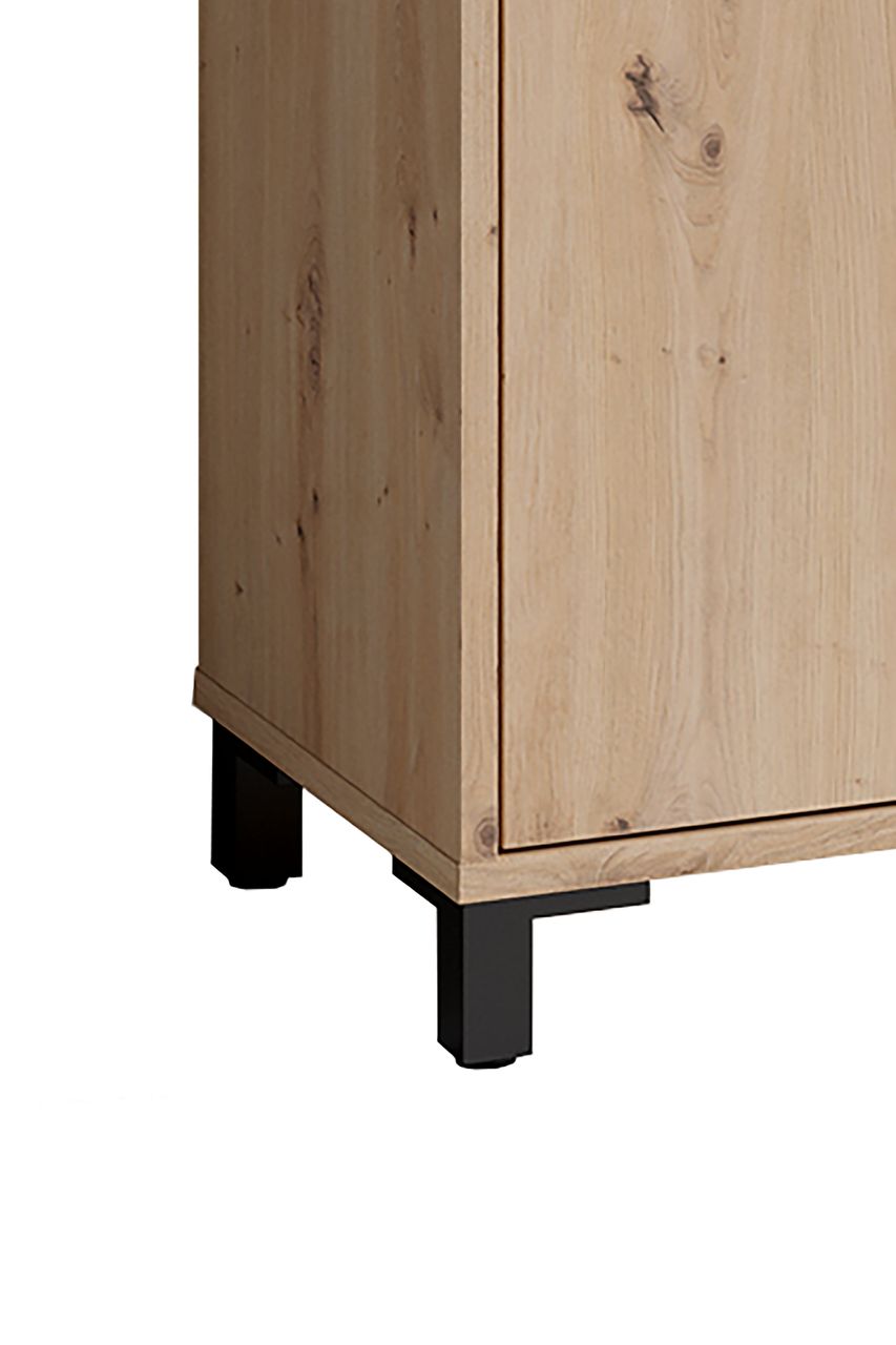 byLiving WELLNESS Hochschrank, Breite 54 cm, Eiche-Optik, Alu/Kunststoff schwarz