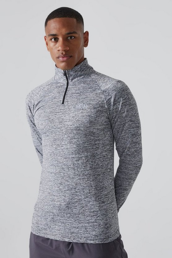 Man Active Slim-Fit Trainingsoberteil mit Trichterkragen und Reißverschluss
