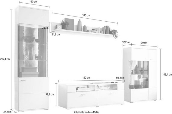 set one by Musterring Wohnwand TACOMA, (Set, 4-St), Typ 02, mit Wandboard