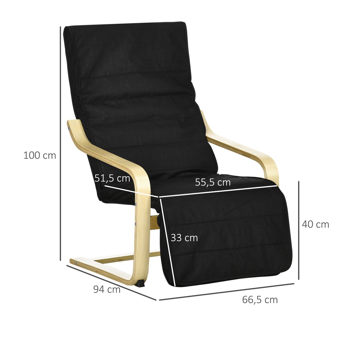 HOMCOM Relaxsessel Schwingstuhl Ruhesessel, Relaxstuhl mit Verstellbarem Fußteil