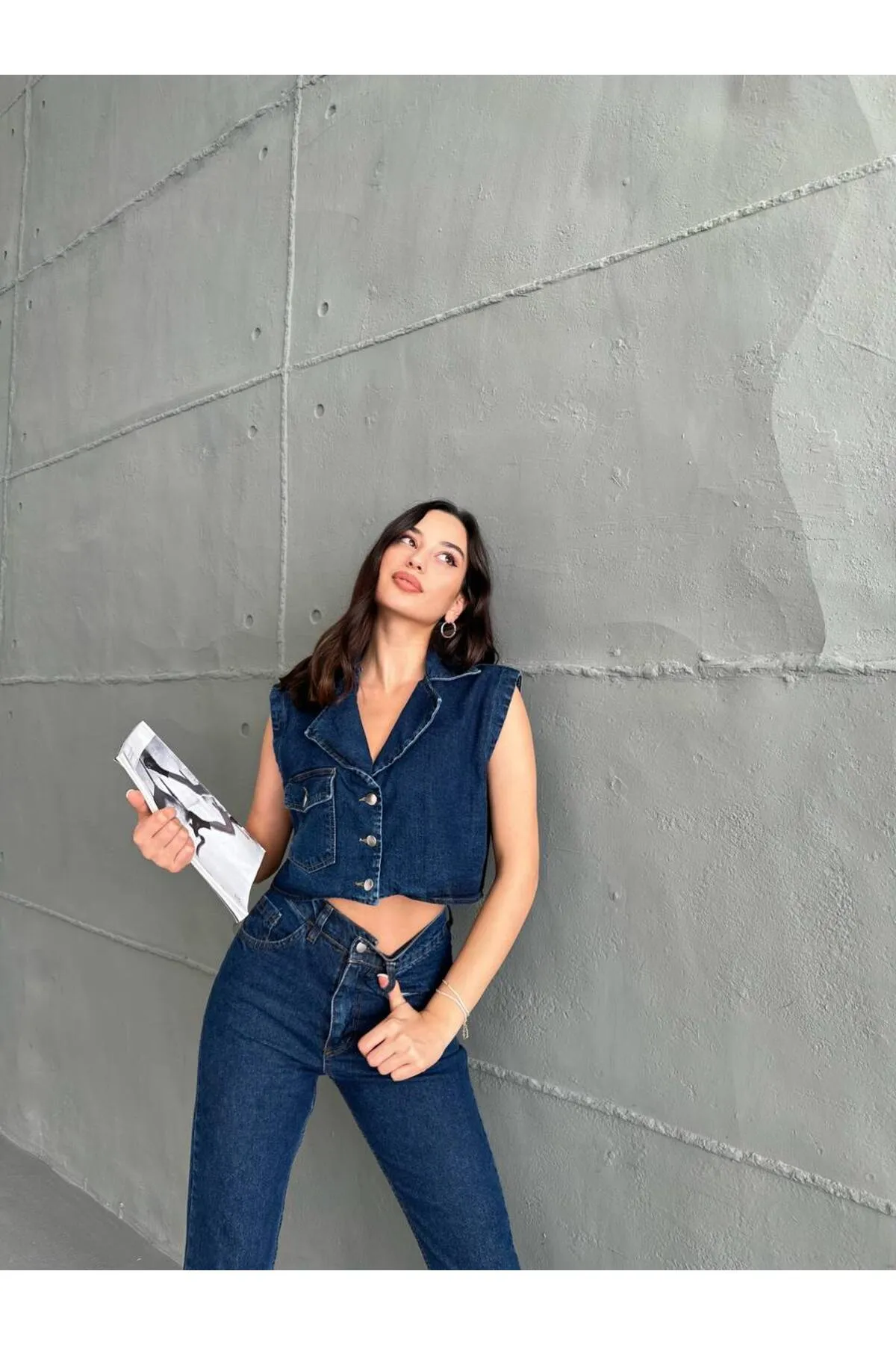 SONREİR  MOM FIT HOSE CROP POCKET WESTE JEANS DOPPELSET
