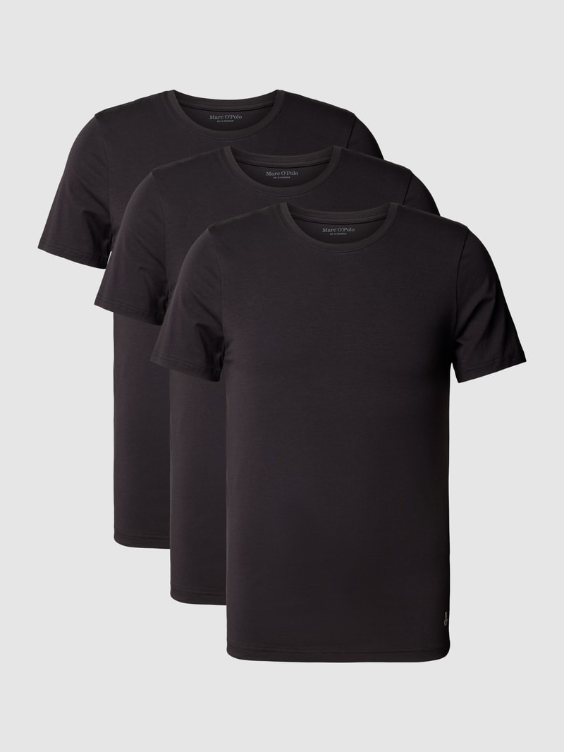 T-Shirt in unifarbenem Design im 3er-Pack in schwarz