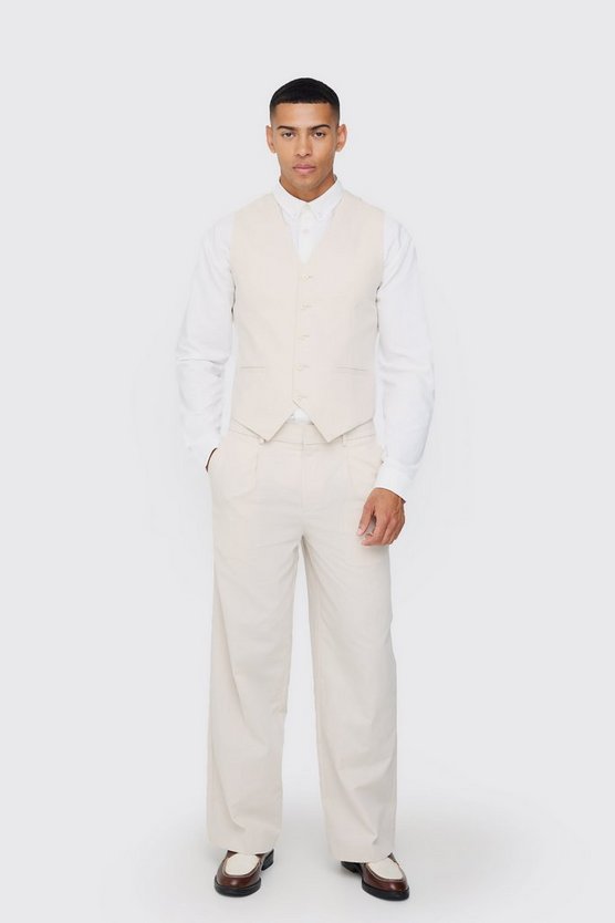 Mix & Match Slim-Fit Weste aus Leinenmischung